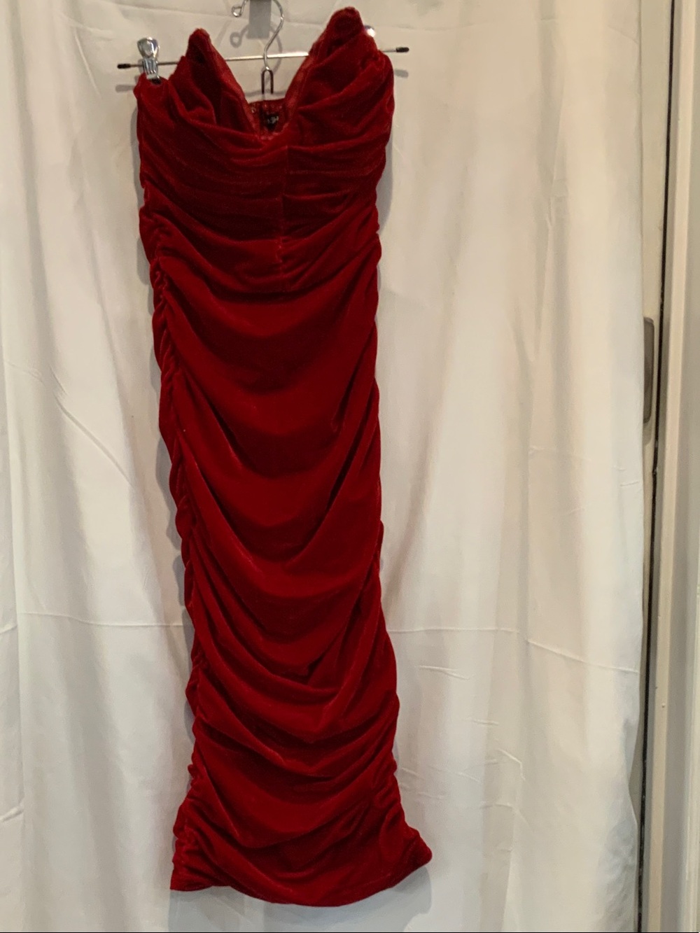Fashion Nova Strapless Ruched Red Evening Gown